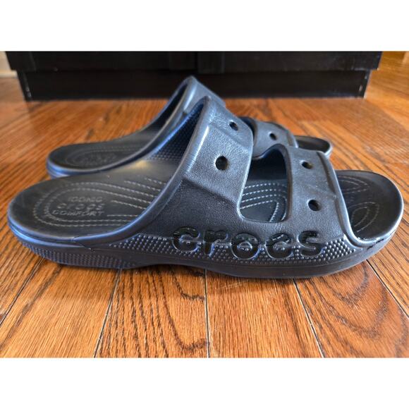 Crocs Unisex Baya Two-Strap Slide Sandals - Black Men's Size 8 Women's Size 10 - Picture 2 of 11